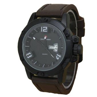 Swiss Army Jam Tangan Pria - Leather Strap - Coklat Tua - SA 097 DB  