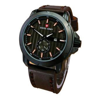 Swiss Army Jam Tangan Pria - Leather Strap - Coklat Tua - SA 8810B Coklat  