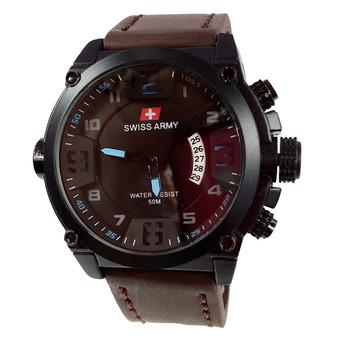 Swiss Army Jam Tangan Pria - Leather Strap - Dark Brown - SA 1446 DBB  