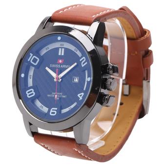 Swiss Army Jam Tangan Pria - Leather Strap - Dark Brown - SA 121 coklat  