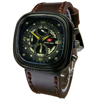 Swiss Army Jam Tangan Pria - Leather Strap - Dark Brown - SA 1448 DBY  