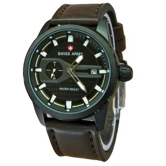 Swiss Army Jam Tangan Pria - Leather Strap - Dark Brown - SA 1380 D  