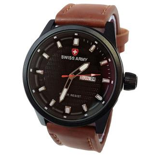 Swiss Army Jam Tangan Pria - Leather Strap - Dark Brown - SA 1906 Dark Brown  