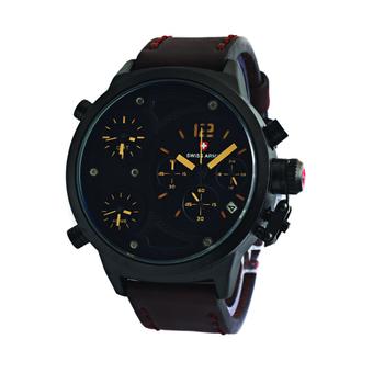 Swiss Army Jam Tangan Pria - Leather Strap - Dark Brown - Sa 4170 DB - Triple Time  