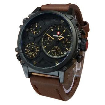 Swiss Army Jam Tangan Pria - Leather Strap - Dark Brown - Sa 4176 DB - Triple Time  