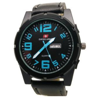 Swiss Army - Jam Tangan Pria - Leather Strap - Hitam - Biru - Sa 4041 HB  