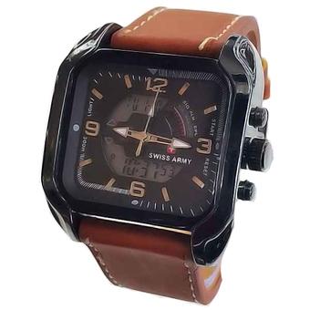 Swiss Army - Jam Tangan Pria - Leather Strap - Hitam-Cokelat - 778  