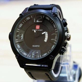 Swiss Army Jam Tangan Pria - Leather Strap - Hitam - SA 4099 BB  