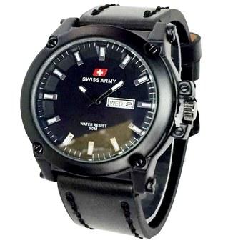 Swiss Army Jam Tangan Pria - Leather Strap - Hitam - Sa 1055 Full Black  