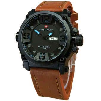 Swiss Army Jam Tangan Pria - Leather Strap - Light Blue - SA 1441 LBB  