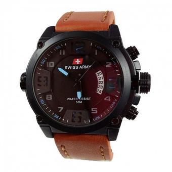 Swiss Army Jam Tangan Pria -Leather Strap - Light Brown - SA 1446 LBB  