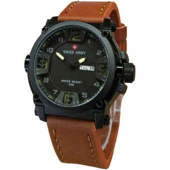 Swiss Army Jam Tangan Pria - Leather Strap - Light Brown - SA 1441 LBW  