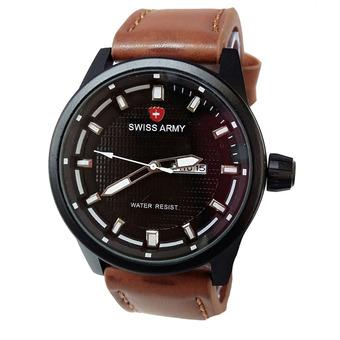 Swiss Army Jam Tangan Pria - Leather Strap - Light Brown - SA 1906 LBW  