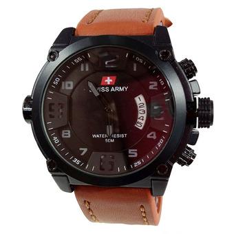 Swiss Army Jam Tangan Pria - Leather Strap - Light Brown- SA 1446 LBG  