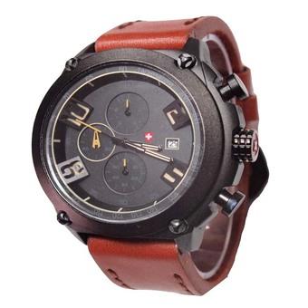 Swiss Army Jam Tangan Pria - Leather Strap - Light Brown -SA 4076 LB  