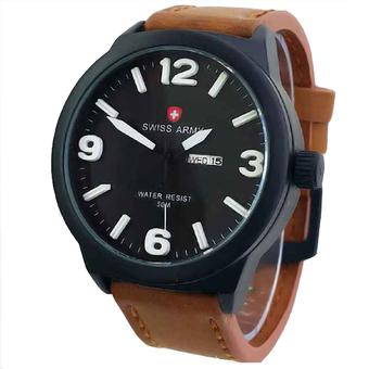 Swiss Army Jam Tangan Pria - Leather Strap - Light Brown - Sa 4055 LBW  