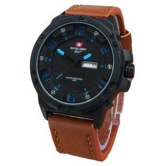 Swiss Army Jam Tangan Pria - Leather Strap - Light Brown - Sa 1440 Light Brown Blue  