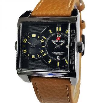 Swiss Army - Jam Tangan Pria - Leather Strap -SA 0028 Cokelat Muda  