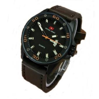 Swiss Army Jam Tangan Pria - Leather Strap - SA 0509 BW - Cokelat  