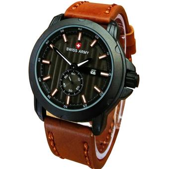 Swiss Army Jam Tangan Pria - Leather Strap - SA 401CM Coklat  