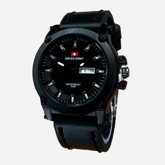 Swiss Army Jam Tangan Pria - Leather Strap -SA 4046 - Hitam  