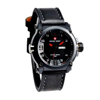 Swiss Army Jam Tangan Pria - Leather Strap - SA 4048R - Hitam  