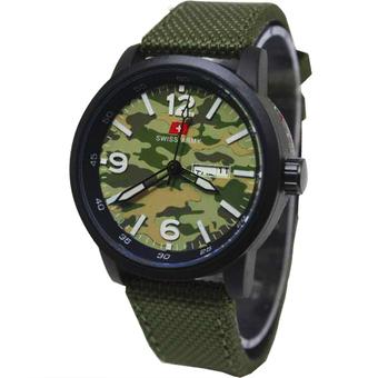 Swiss Army Jam Tangan Pria - Leather Strap - SA 8811 Army  