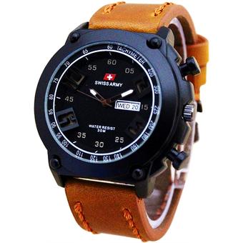 Swiss Army Jam Tangan Pria - Leather Strap - SA 9087 LB - Putih  