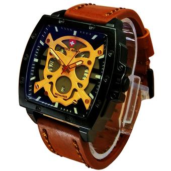 Swiss Army Jam Tangan Pria – Leather Strap – SA 9099LB - Cokelat  