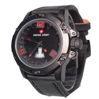 Swiss Army - Jam Tangan Pria - Leather Strap - Sa 095 - Hitam-merah  