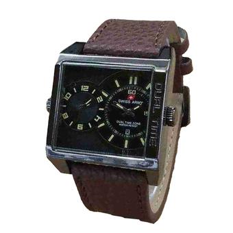 Swiss Army - Jam Tangan Pria - Leather Strap - Sa 1858 - Cokelat tua  