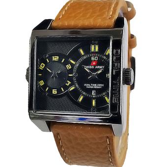 Swiss Army - Jam Tangan Pria - Leather Strap - Sa 1858 - Cokelat Muda  