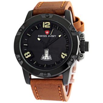 Swiss Army - Jam Tangan Pria - Leather Strap - Sa 4095 - Cokelat Muda  