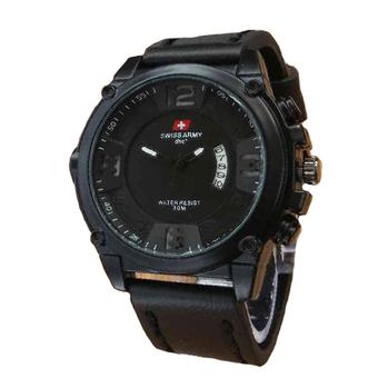 Swiss Army - Jam Tangan Pria - Leather Strap - Sa 4099 Black  