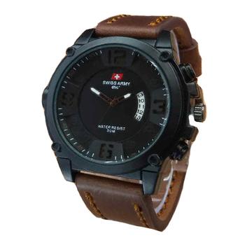 Swiss Army - Jam Tangan Pria - Leather Strap - Sa 4099 - Cokelat Tua  