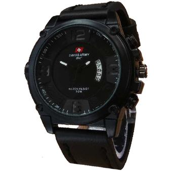 Swiss Army - Jam Tangan Pria - Leather Strap - Sa 4099 Full Black  