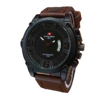 Swiss Army - Jam Tangan Pria - Leather Strap - Sa 6578 - Coklat Tua  