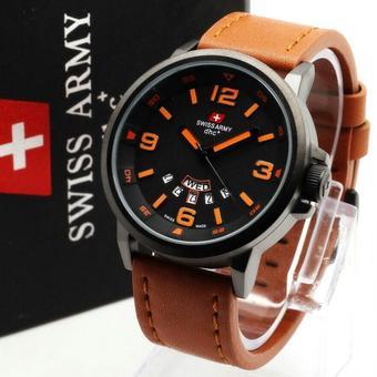 Swiss Army - Jam Tangan Pria - Orange - Strap Kulit - SA 1128  