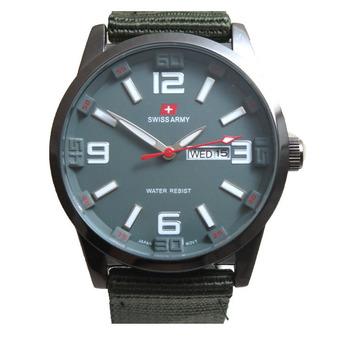 Swiss Army - Jam Tangan Pria - SA 5053 MB - Hitam - Bezel Hijau  