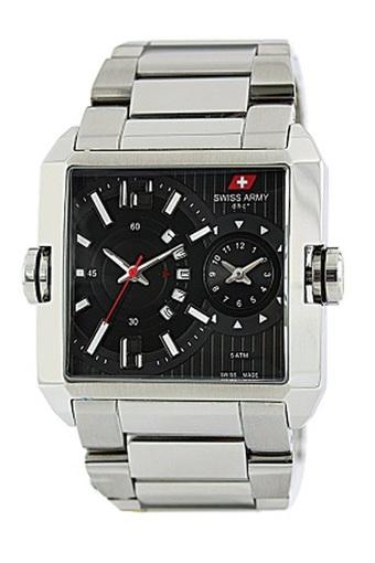 Swiss Army - Jam Tangan Pria - Silver Hitam - Stainless Steel - SA 0128  