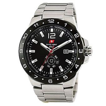 Swiss Army - Jam Tangan Pria - Stainless Steel - SA-2020-Silver Hitam  