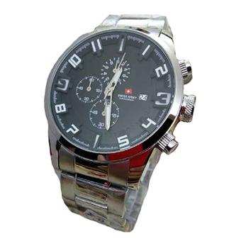 Swiss Army - Jam Tangan Pria - Stainless Steel - Sa 1177 Silver Black  