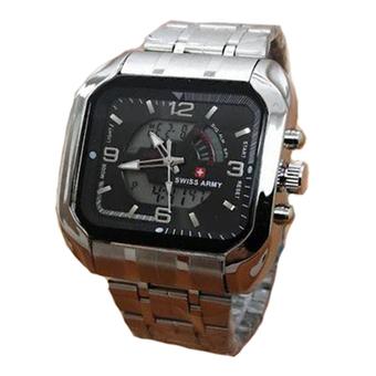 Swiss Army - Jam Tangan Pria - Stainless Steel - Sa 81 Silver Black  