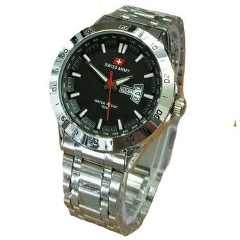 Swiss Army Jam Tangan Pria- Stainless Steel - Silver - SA 1235 Silver Black  