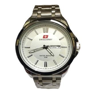 Swiss Army Jam Tangan Pria - Stainless Steel - Silver White - Sa 9076 M SW  