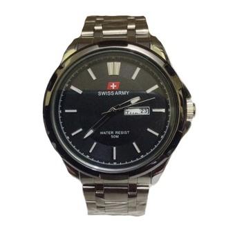 Swiss Army Jam Tangan Pria - Stainless Stell - Silver Black - SA 1575 SBM  