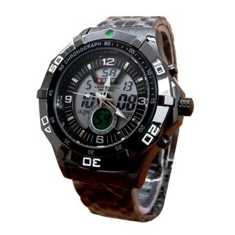 Swiss Army Jam Tangan Pria - Stainlesstell Strap - Dual time - SA 3447 - Hitam  