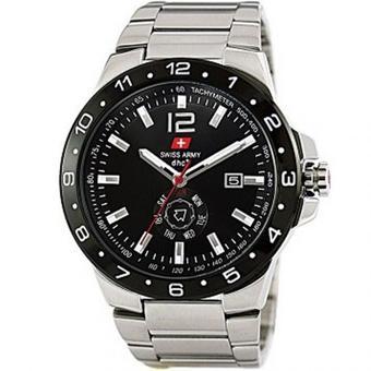 Swiss Army - Jam Tangan Pria - Stanless Steel - SA 2020 Silver Black  