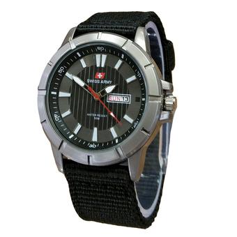 Swiss Army Jam Tangan Pria - Strap Canvas - Black - SA 1195 Black  