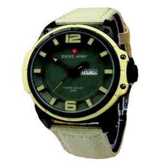 Swiss Army Jam Tangan Pria - Strap Kanvas - Krem - Sa 1543  